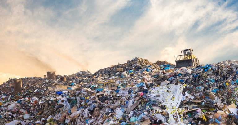 Garbage pile in trash dump or landfill. Pollution concept.